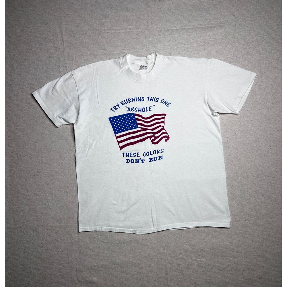 Vintage 90s American Flag T-Shirt Men's XL USA Made Patriotic Graphic Tee